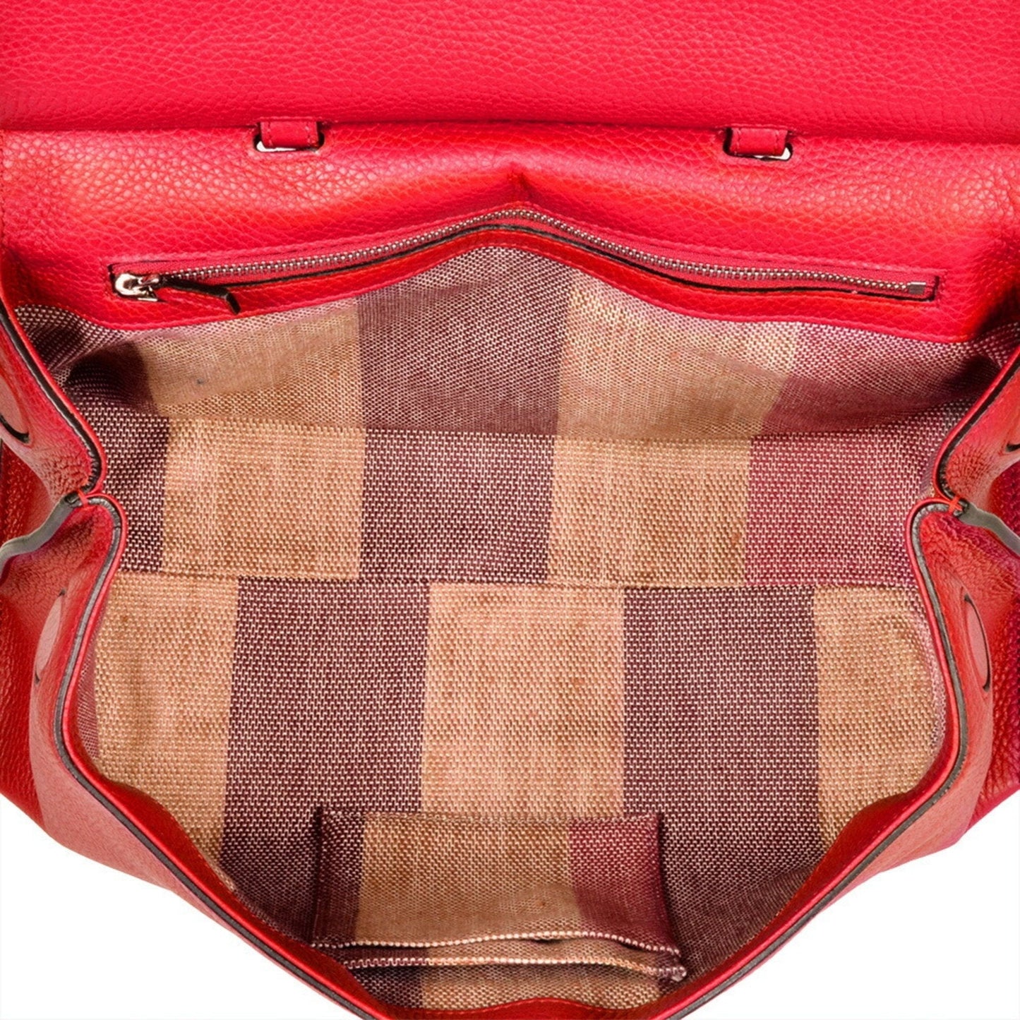 Gucci Daily Red Color Leather Bamboo Handbag ( )