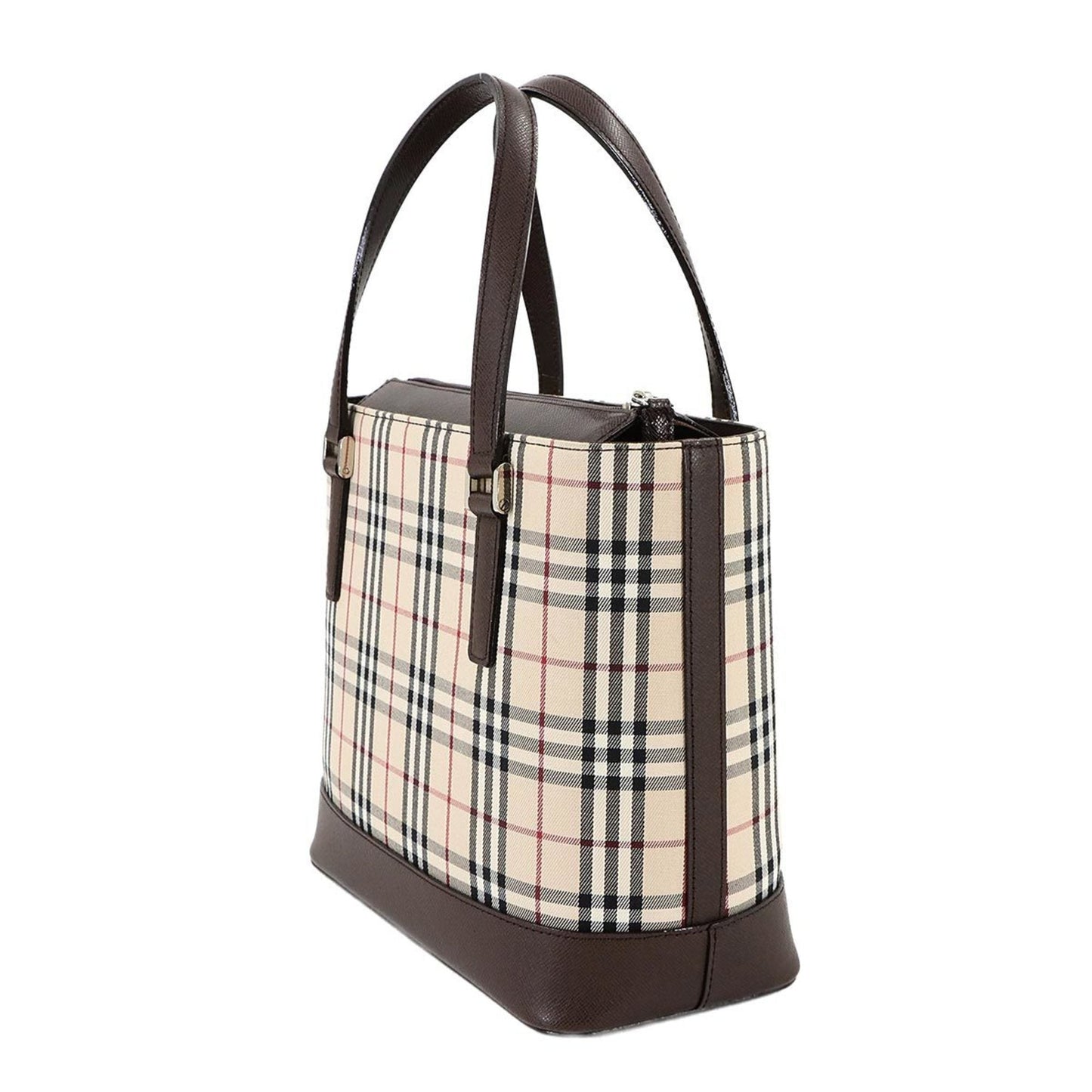 Burberry Beige Brown Canvas Leather Handbag ( )