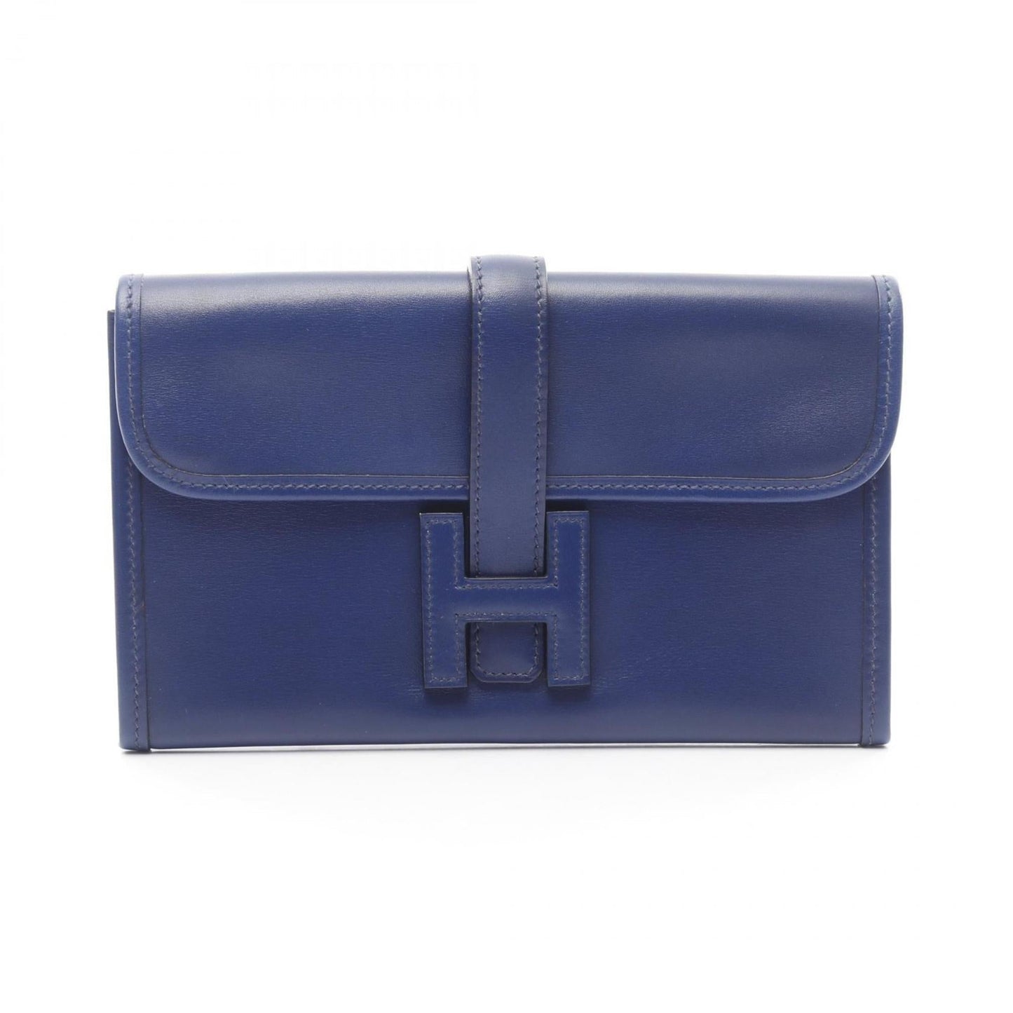 Hermes Navy Box Calf Leather Leather Clutch Bag ( )