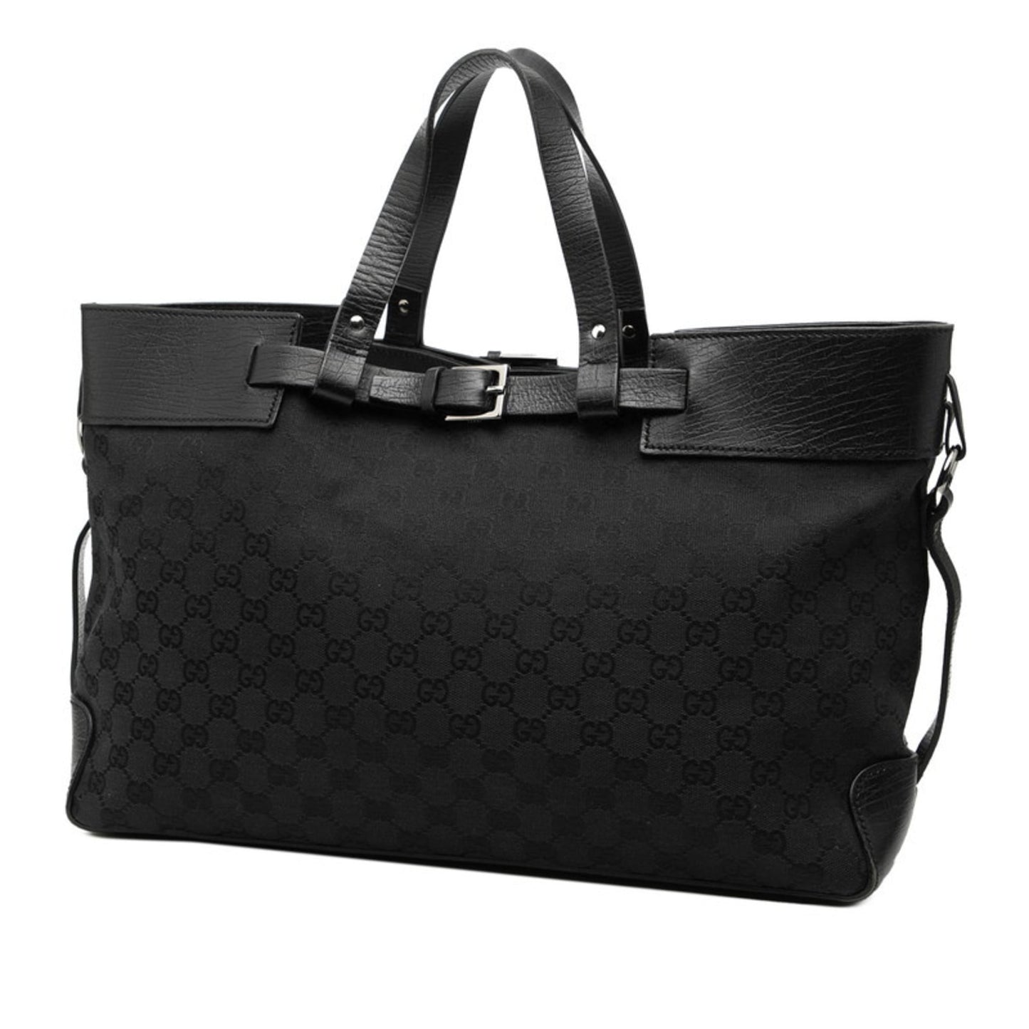 Gucci Black Canvas Leather Handbag ( )