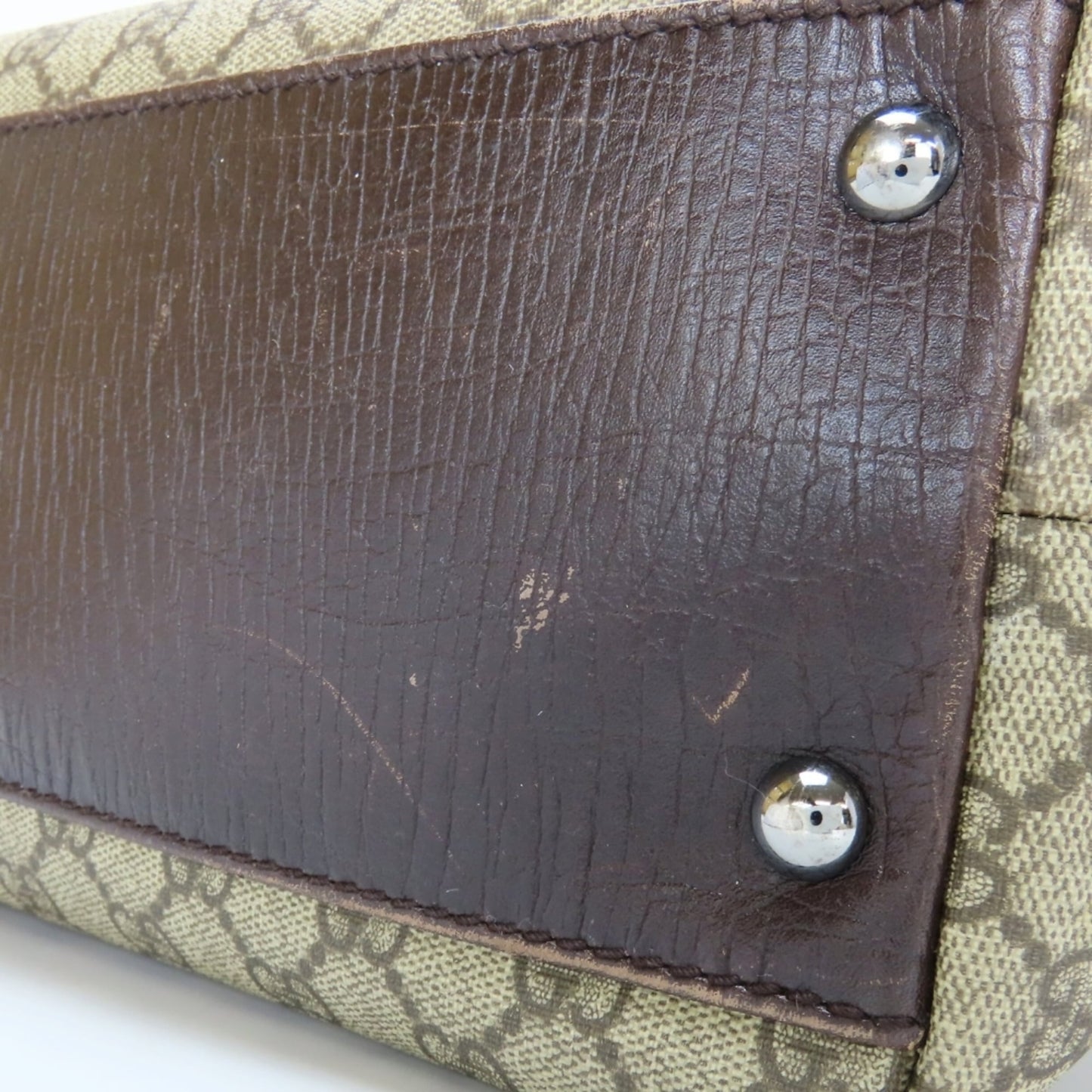 Gucci Beige Brown Gg Supreme Leather Tote Bag ( )