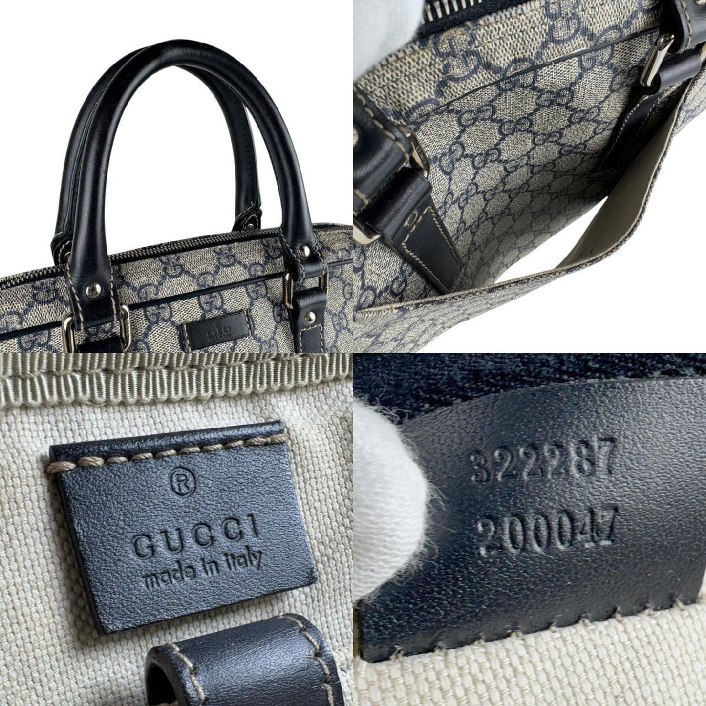 Gucci Navy Gg Supreme Handbag ( )