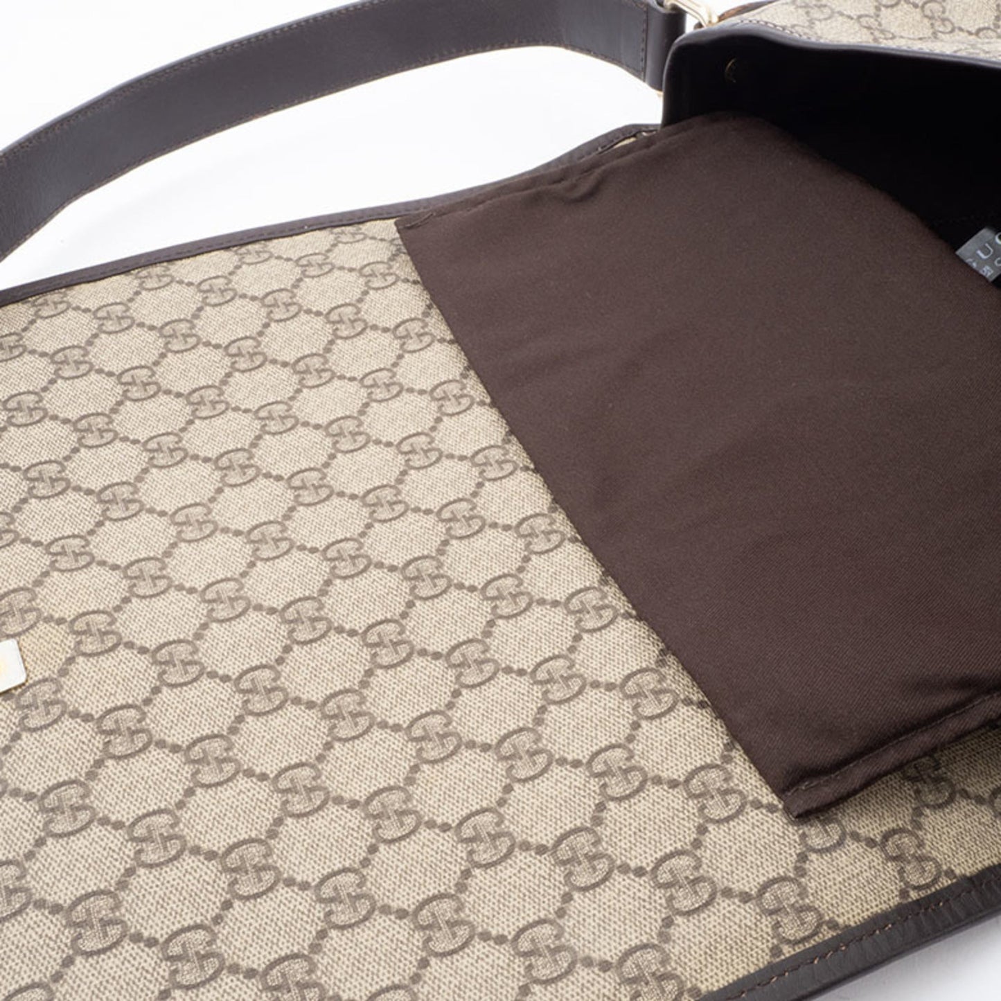 Gucci Beige Brown Canvas Leather Shoulder Bag ( )