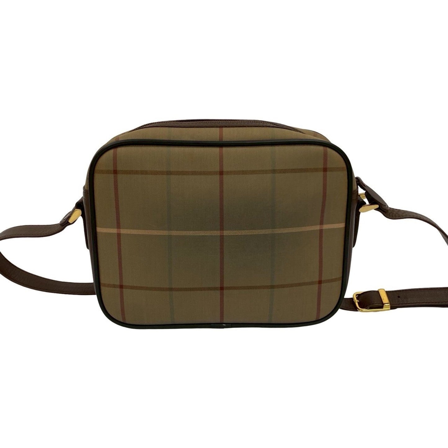 Burberry Brown Khaki Canvas Leather Shoulder Bag ( )
