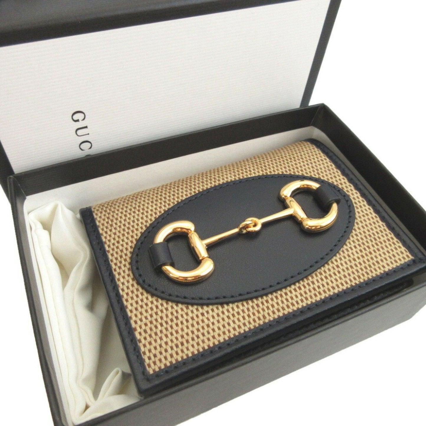 Gucci Beige Navy Canvas Leather Coin Purse/Coin Case ( )