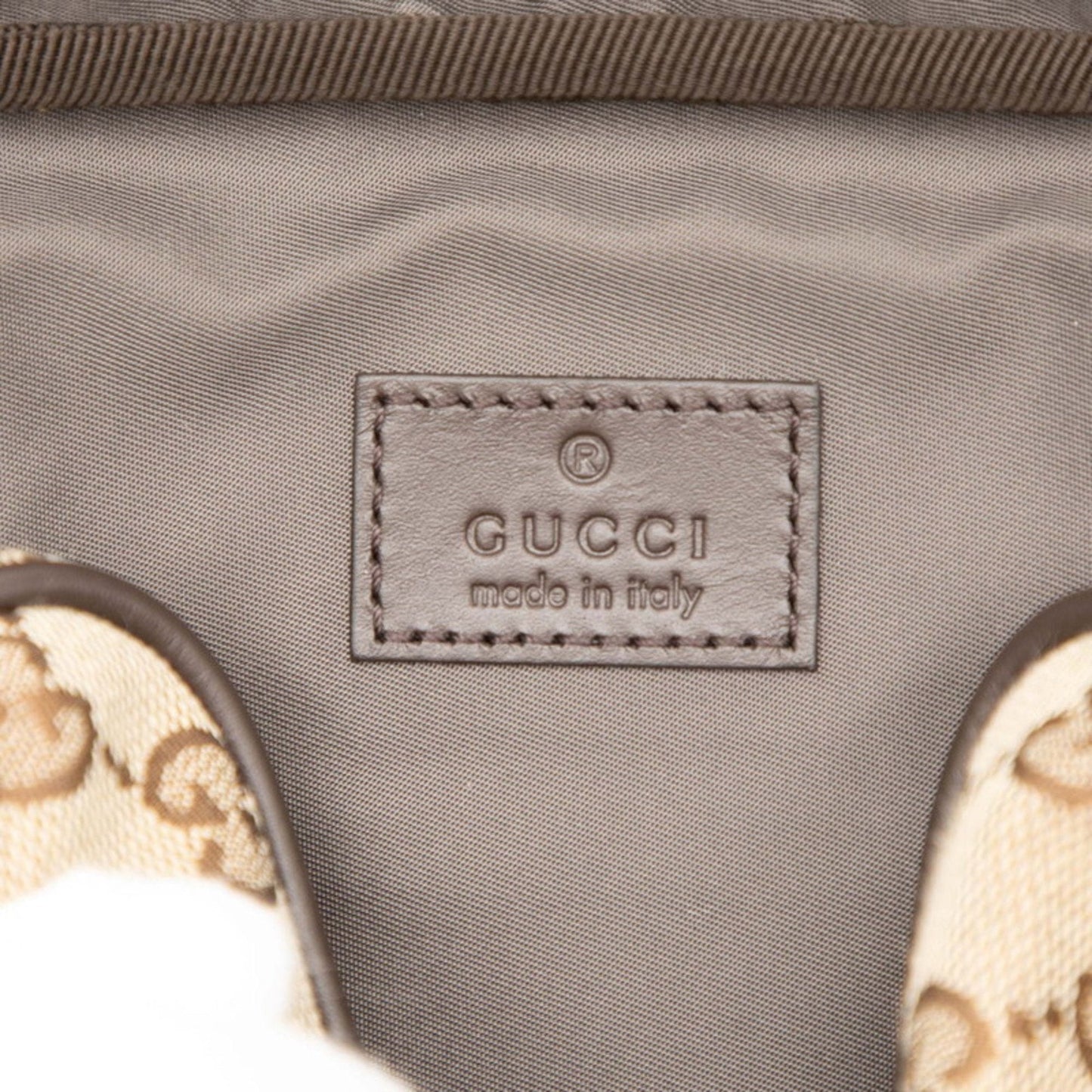 Gucci Beige Brown Canvas Leather Shoulder Bag ( )