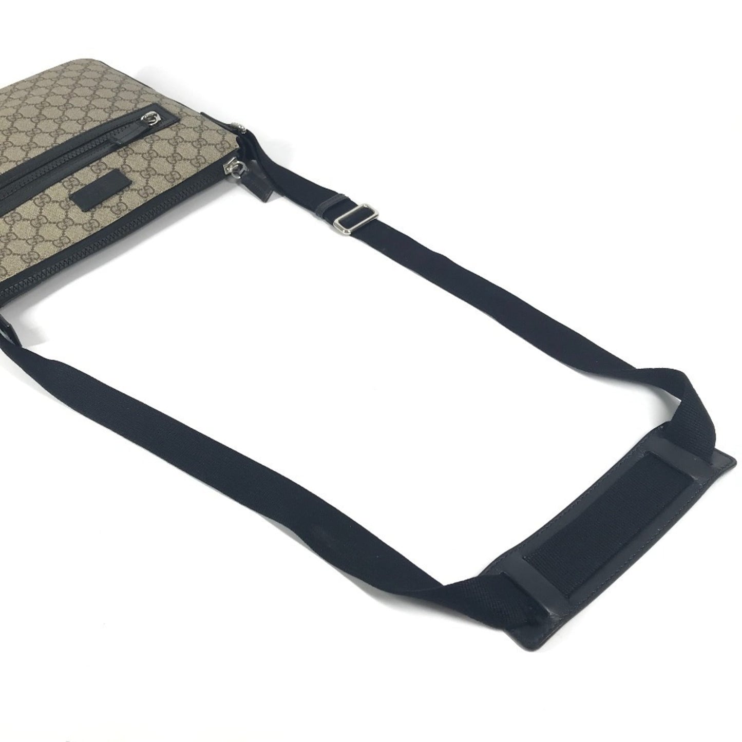 Gucci Beige Black Gg Supreme Leather Messenger Bag Shoulder Bag ( )