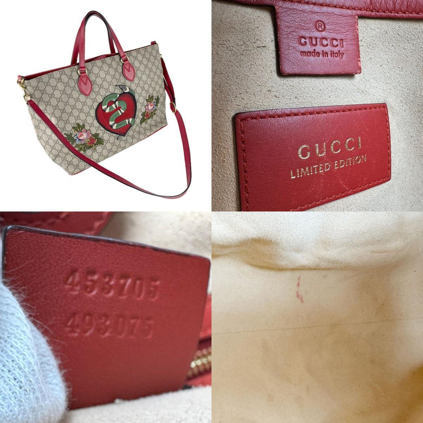 Gucci Brown Red Color Gg Supreme Handbag Shoulder Bag ( )