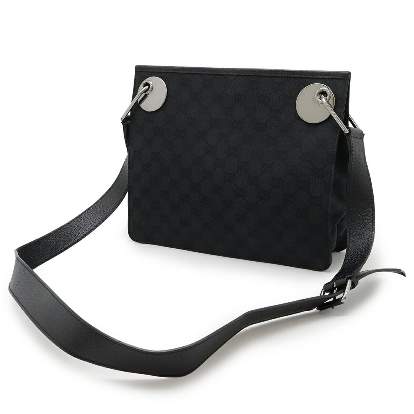 Gucci Gg Canvas Black Canvas Leather Shoulder Bag ( )