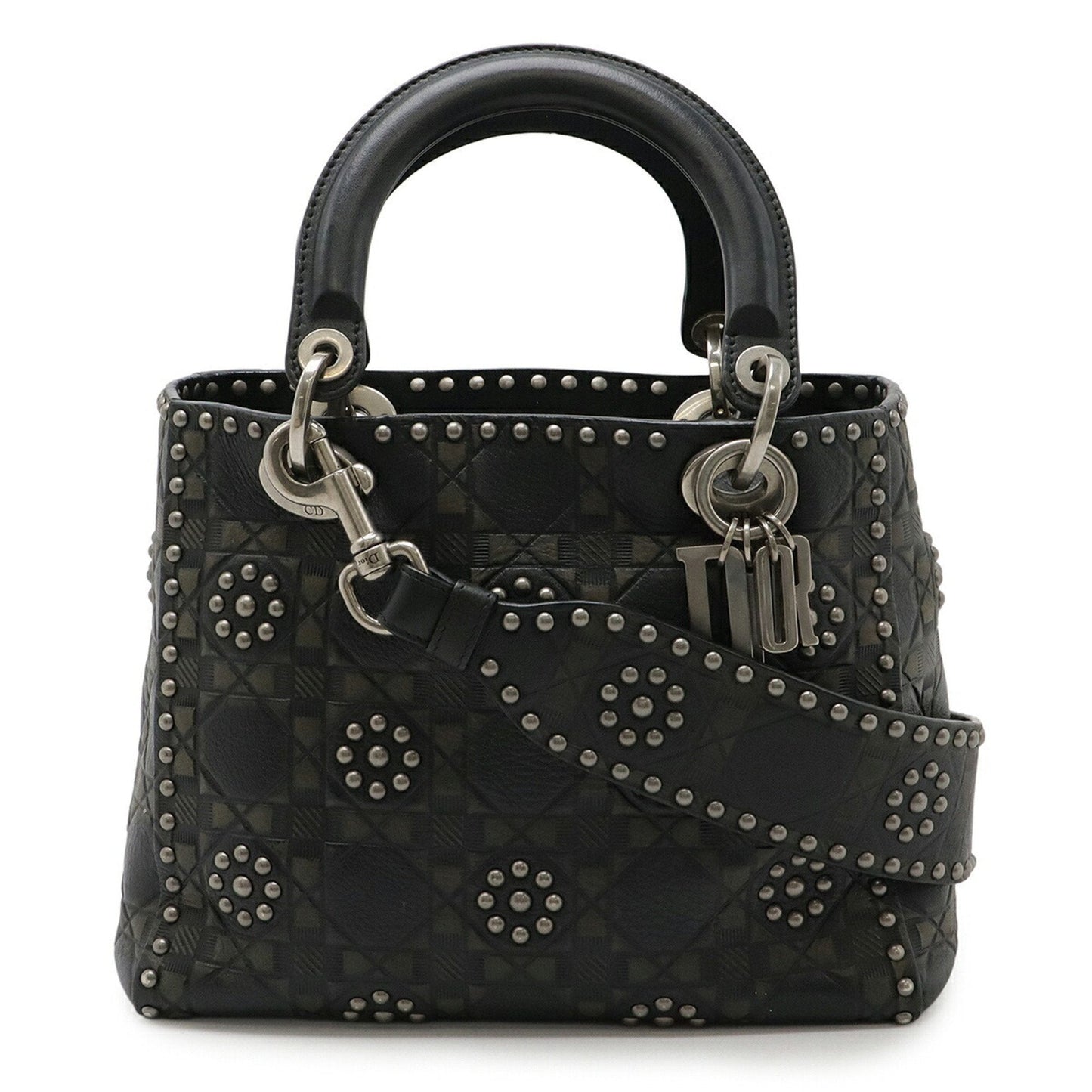 Christian Dior Black Khaki Leather Handbag Shoulder Bag ()