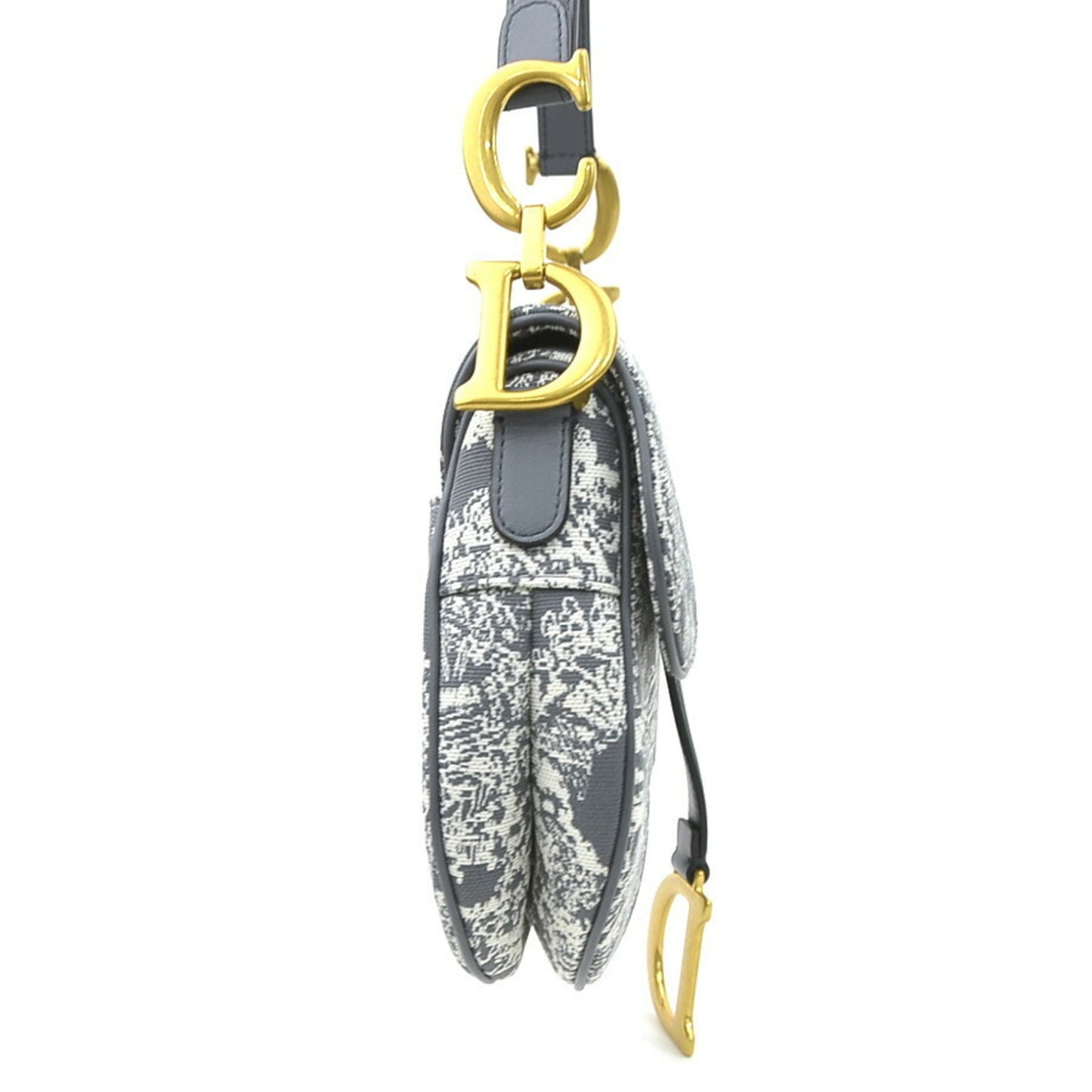 Christian Dior Gray Off-White Canvas Leather Shoulder Bag ()