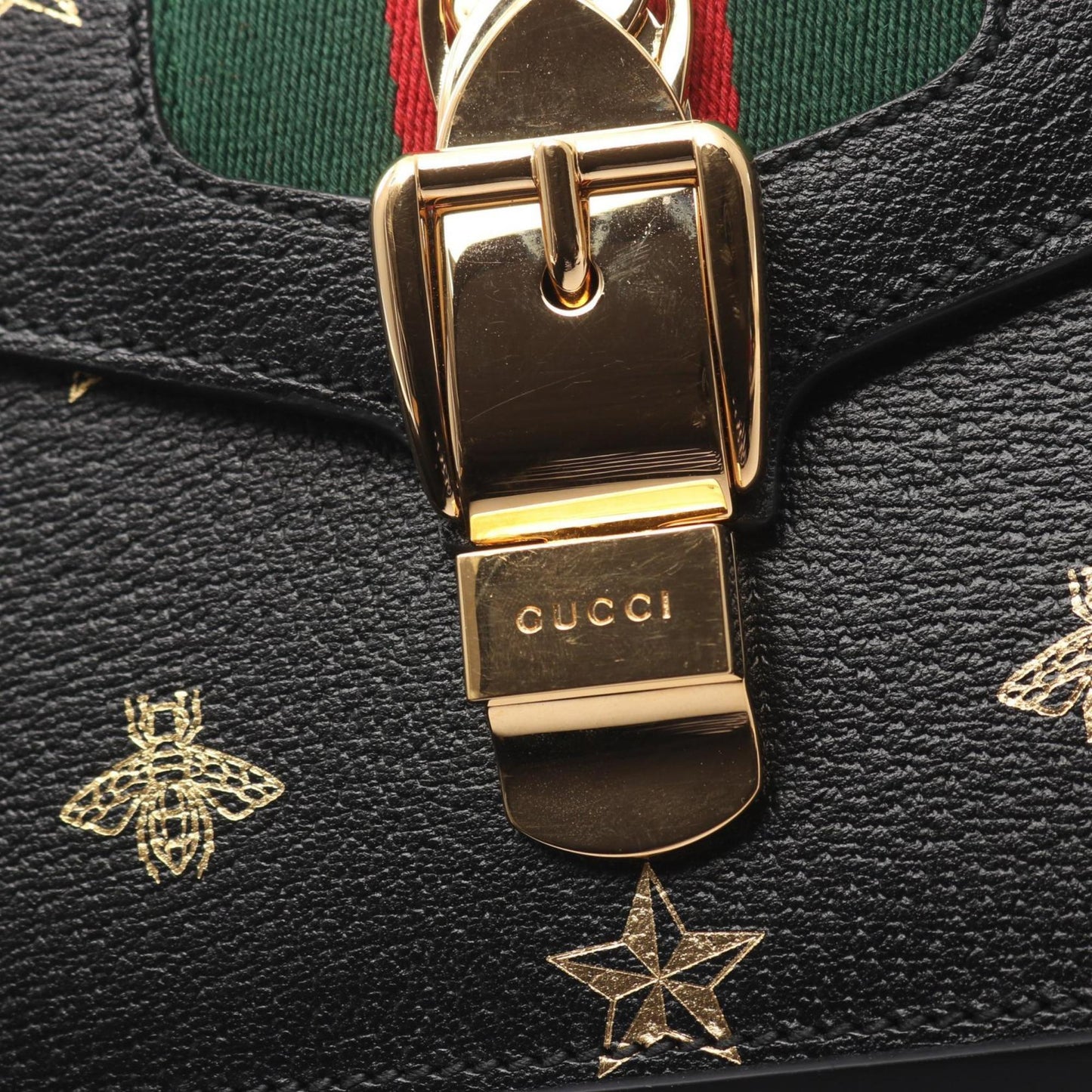 Gucci Black Gold Leather Shoulder Bag ( )
