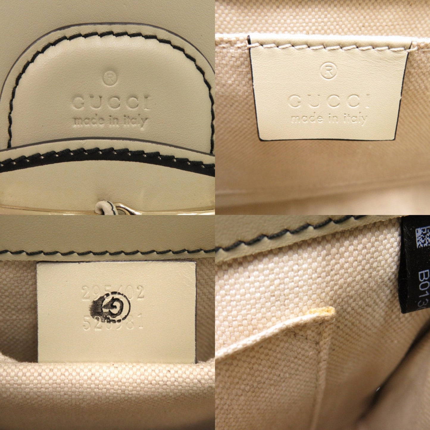 Gucci Beige White Gg Canvas Leather Shoulder Bag ( )