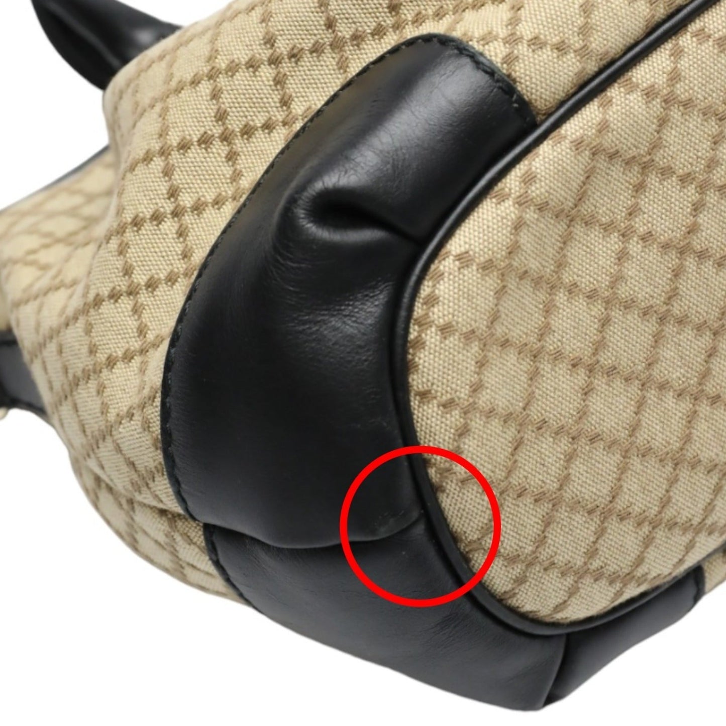 Gucci Beige Black Canvas Shoulder Bag ( )