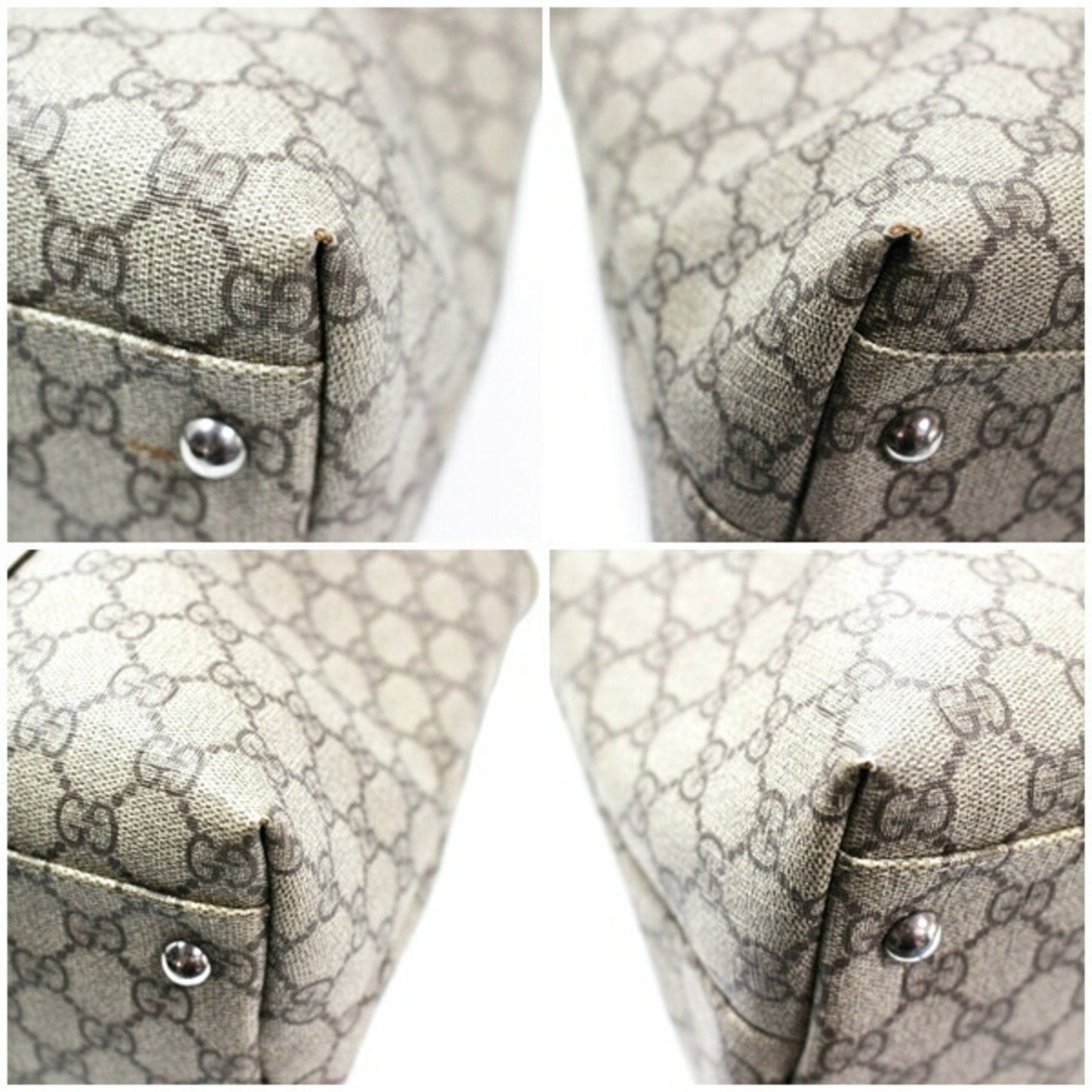 Gucci Beige Brown Dark Brown Leather Tote Bag ( )