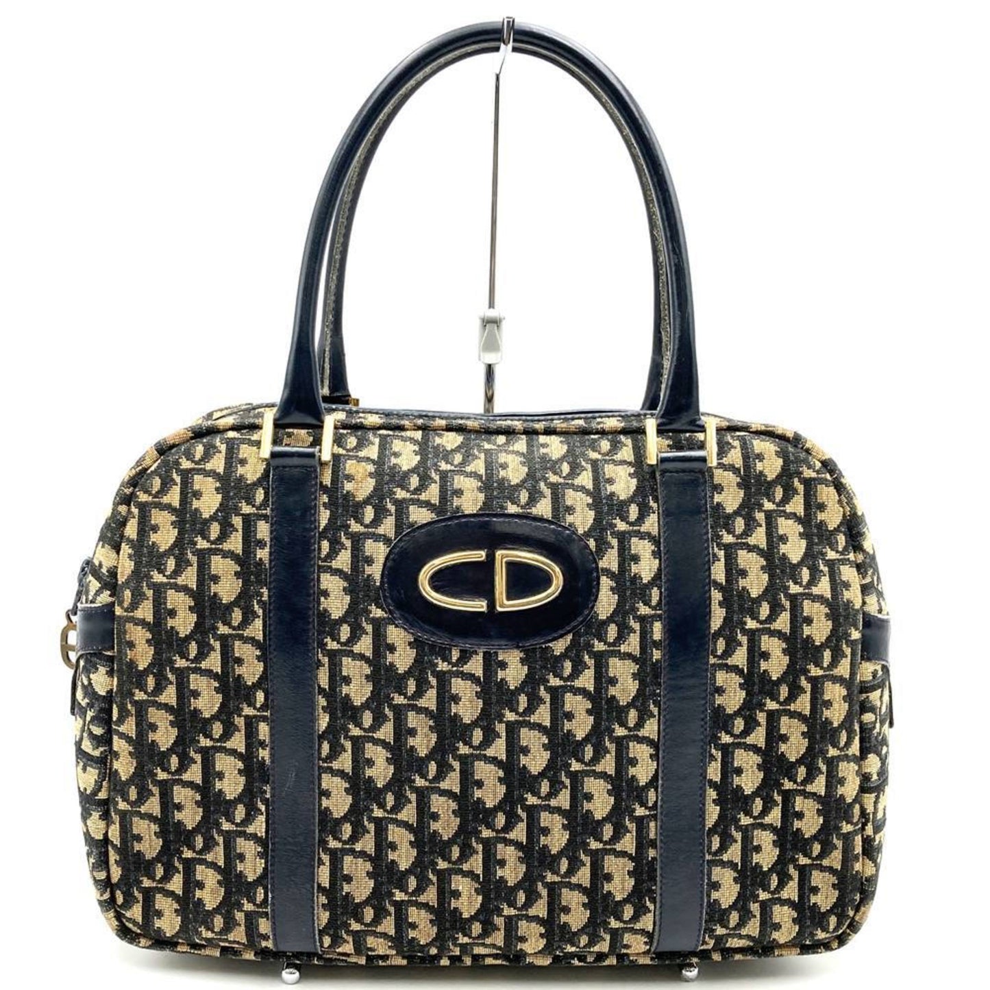 Christian Dior Navy Canvas Boston Bag Handbag ()