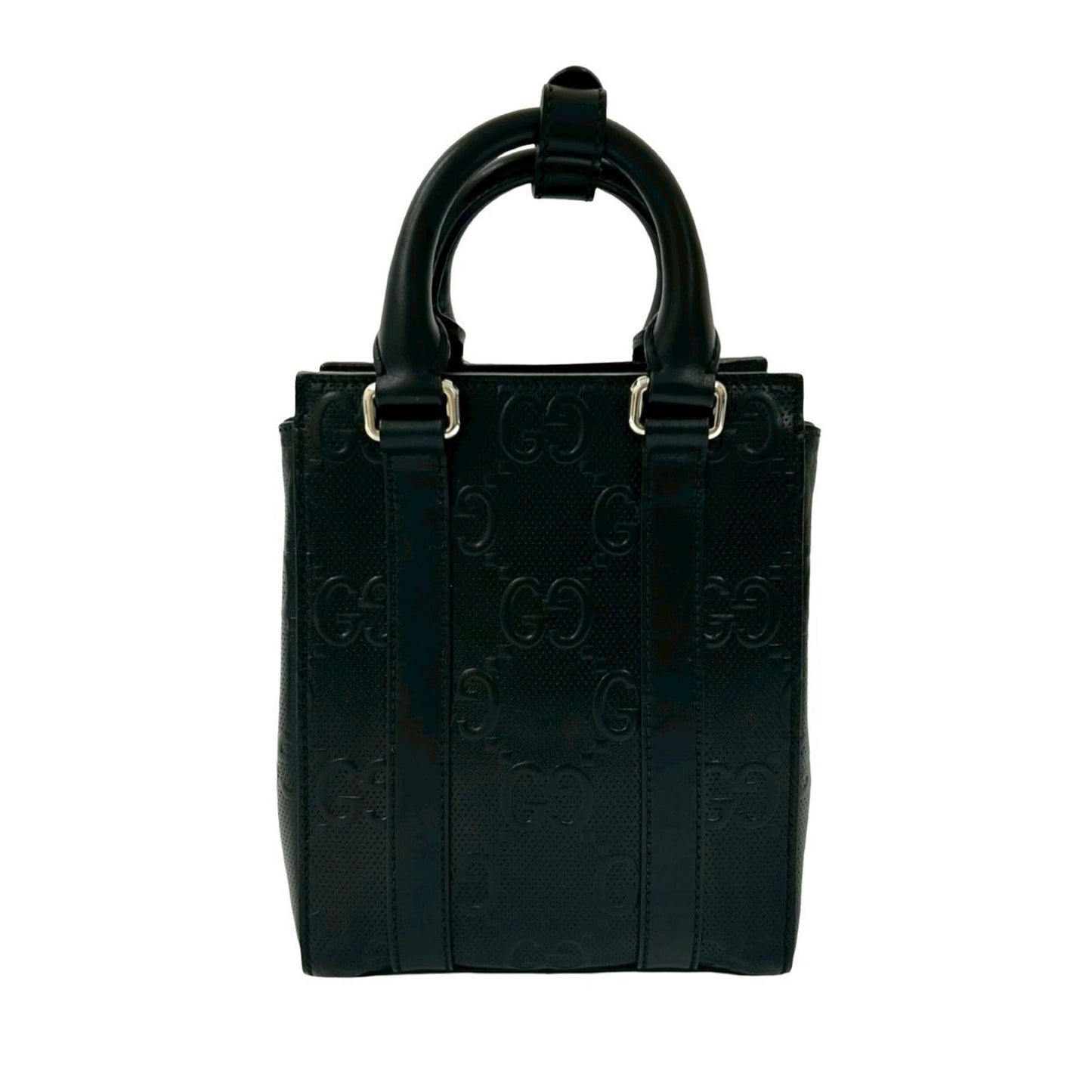 Gucci Black Leather Handbag Shoulder Bag Tote Bag ( )