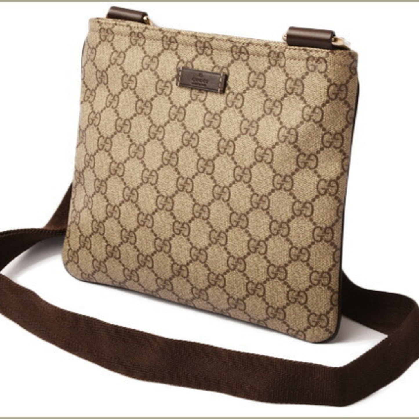 Gucci Beige Brown Gg Supreme Coated Canvas Messenger Bag Shoulder Bag ( )