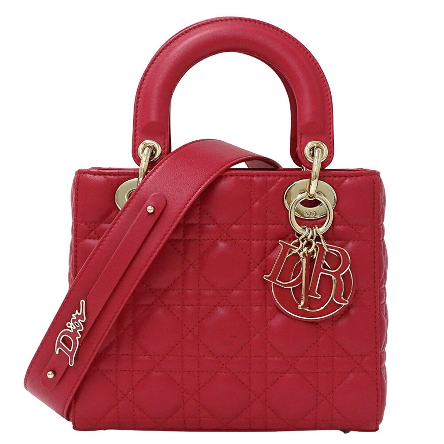 Christian Dior Pink Red Leather Handbag Shoulder Bag ()