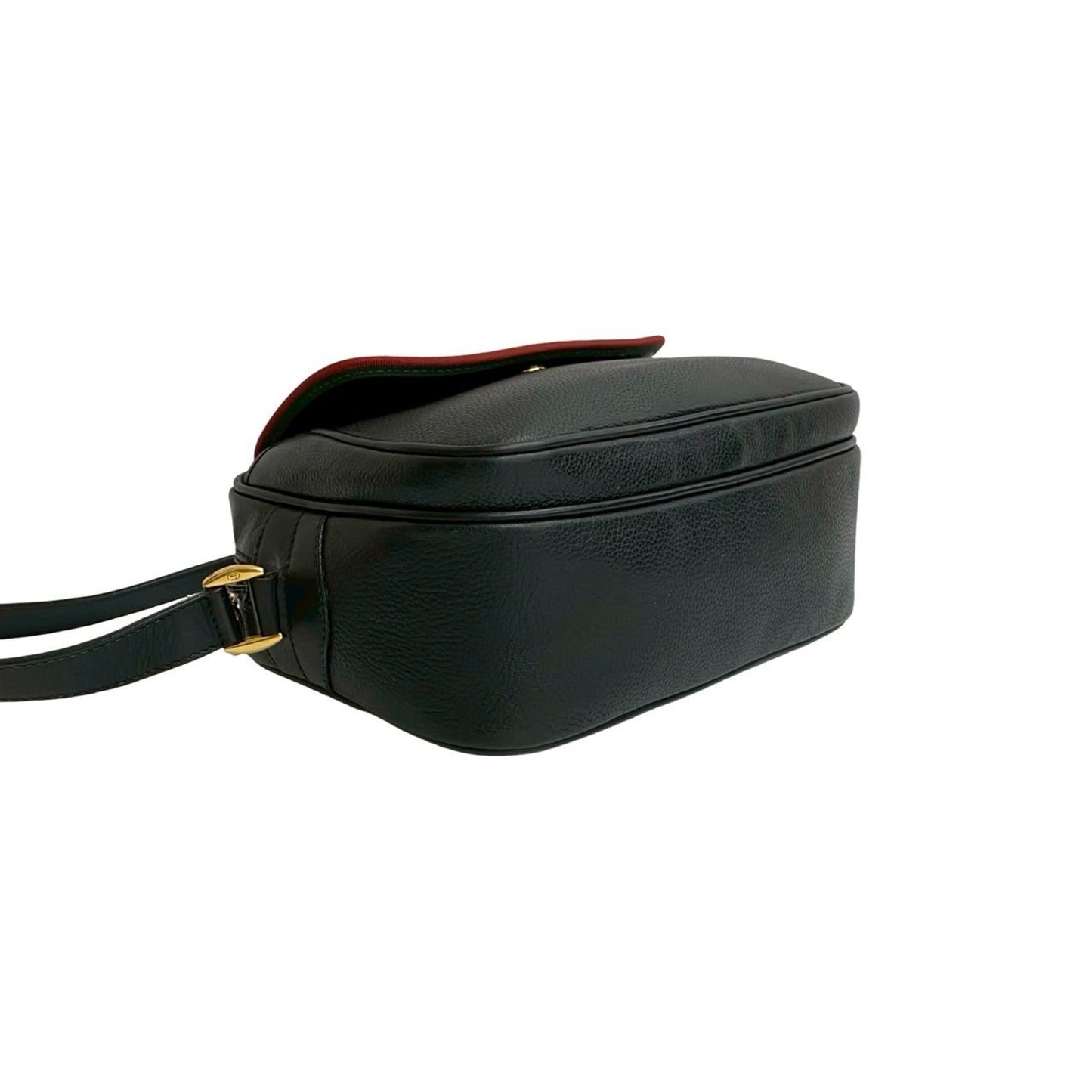 Gucci Black Green Red Color Leather Pochette Shoulder Bag ( )