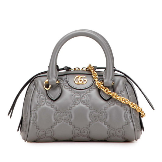 Gucci Gray Leather Boston Bag Shoulder Bag ( )