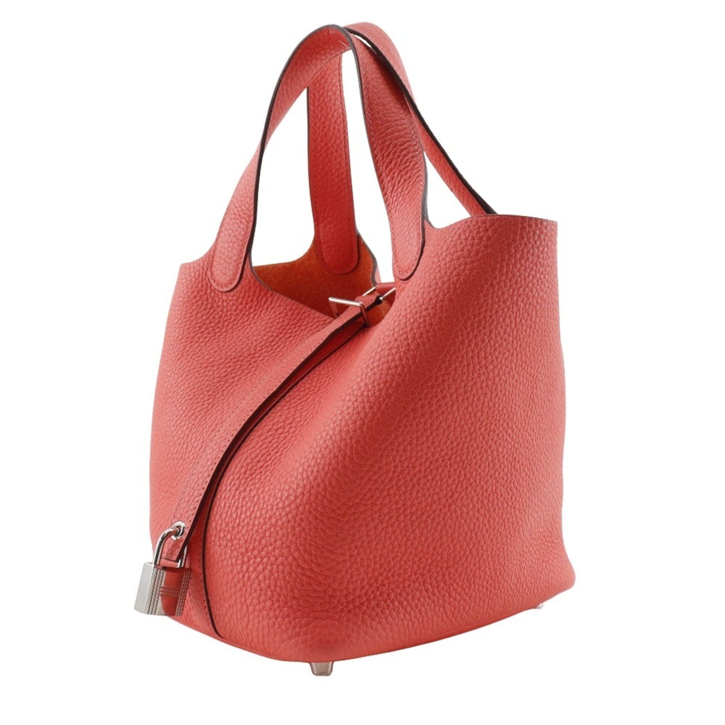 Hermes Pink Red Color Taurillon Clemence Leather Handbag ( )