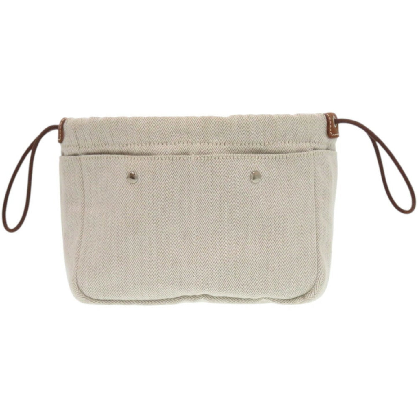 Hermes Natural Toile Chevron Barenia Leather Pouch ( )