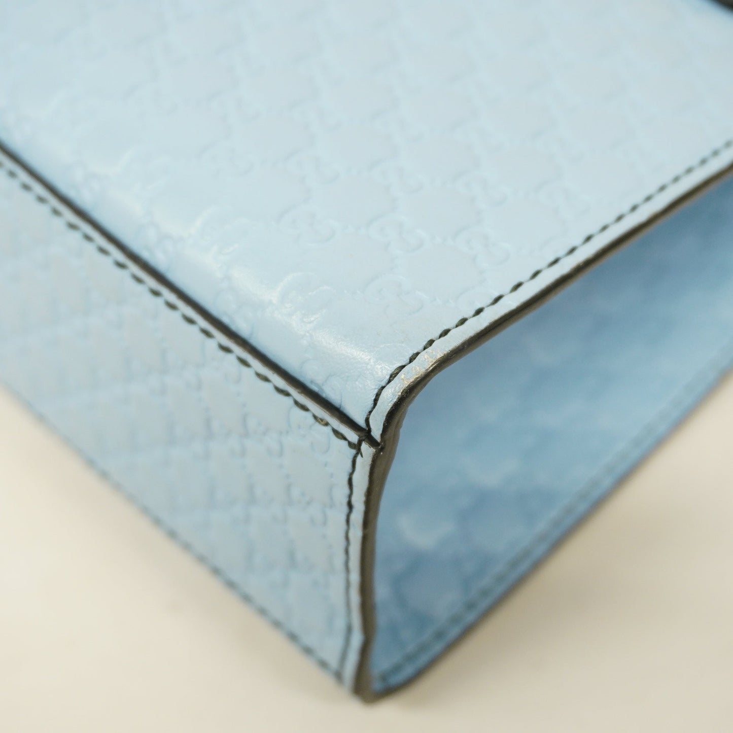 GUCCI Auth  Micro GG Emily 449635 Women's Leather Shoulder Bag Light Blue