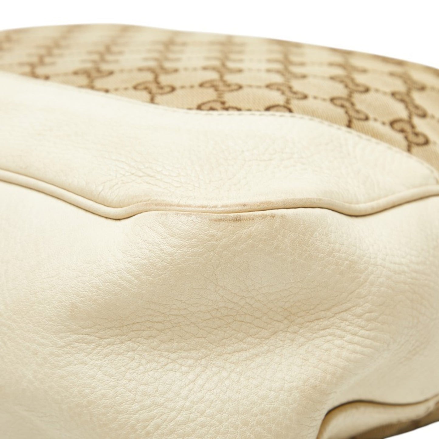 Gucci Brown Ivory Canvas Leather Handbag Shoulder Bag ( )