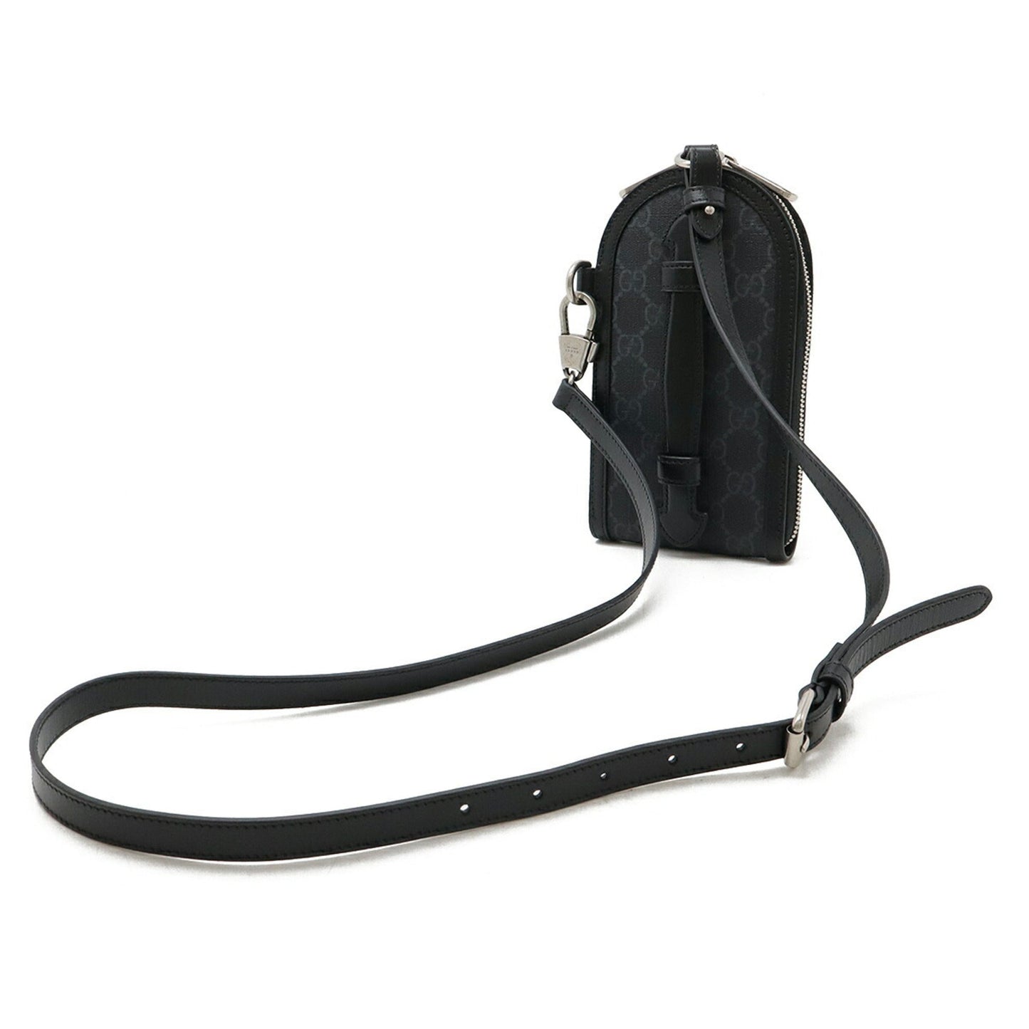 Gucci Black Gray Gg Supreme Leather Pouch Shoulder Bag ( )