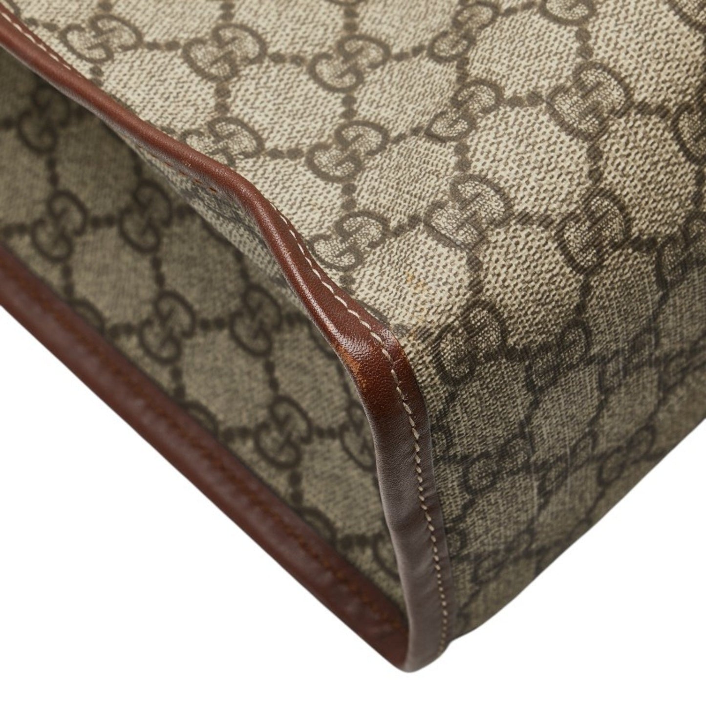 Gucci Sherry Line Beige Brown Pvc Leather Tote Bag ( )