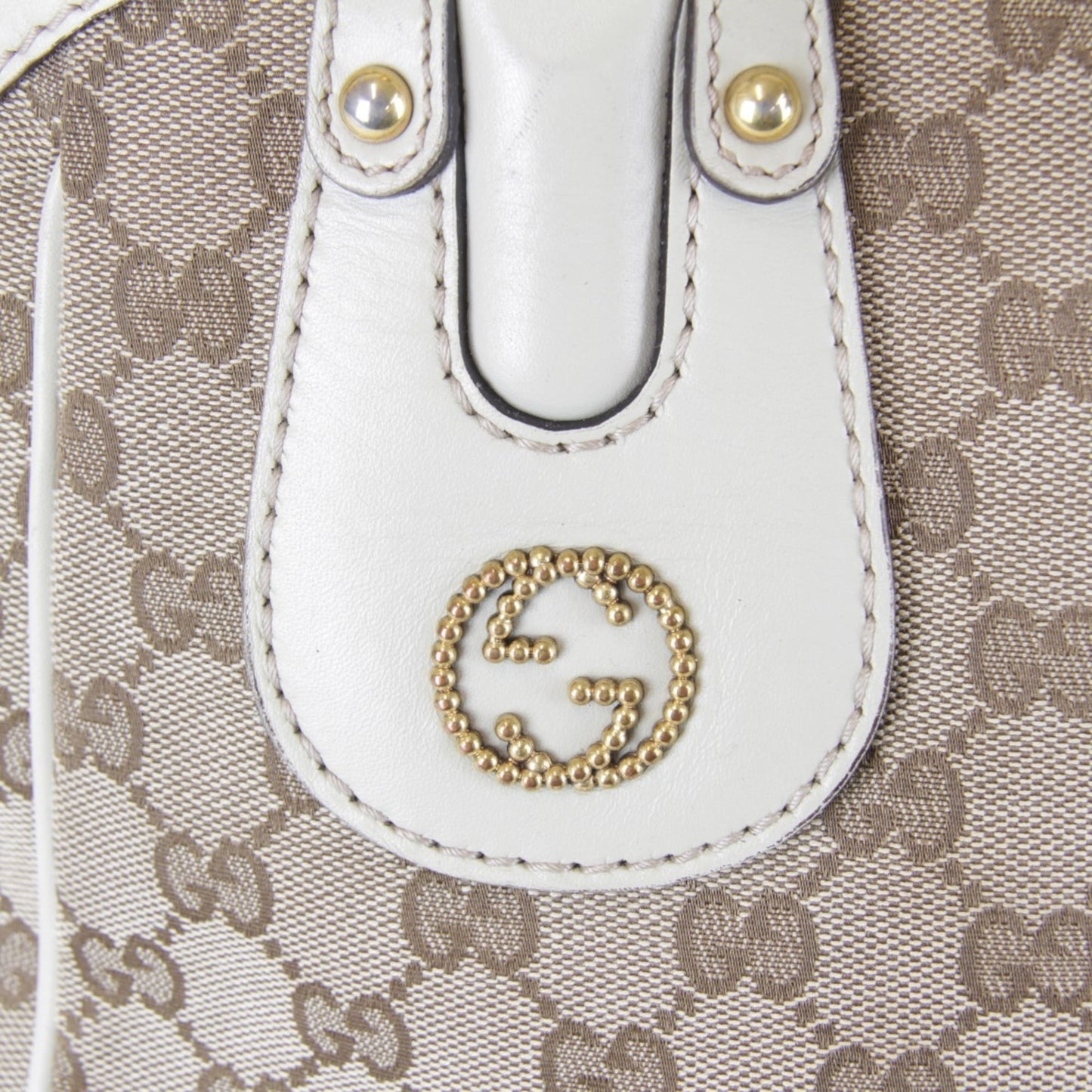 Gucci Gg Canvas Beige Gg Canvas Leather Handbag ( )