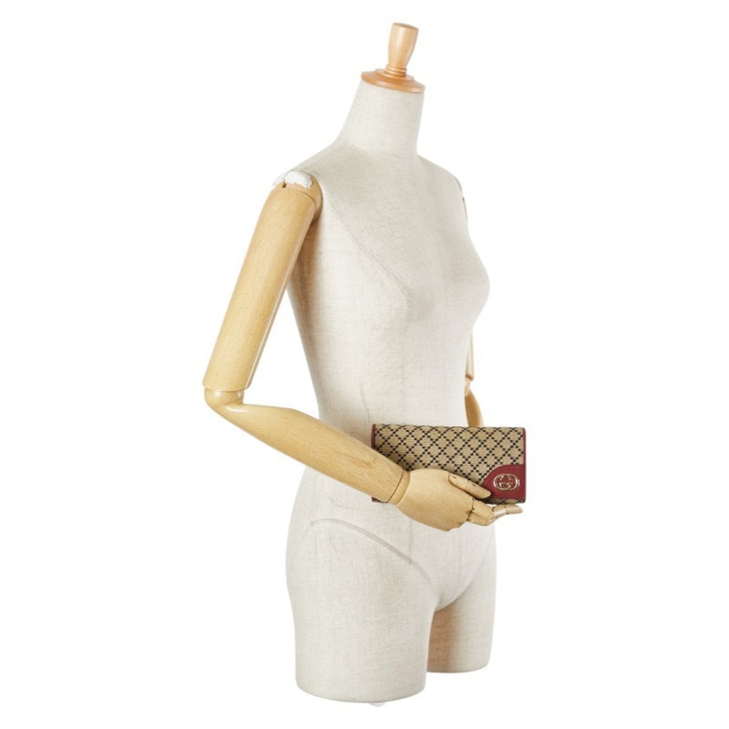 Gucci Beige Red Color Canvas Leather Long Wallet (Bi-Fold) ( )