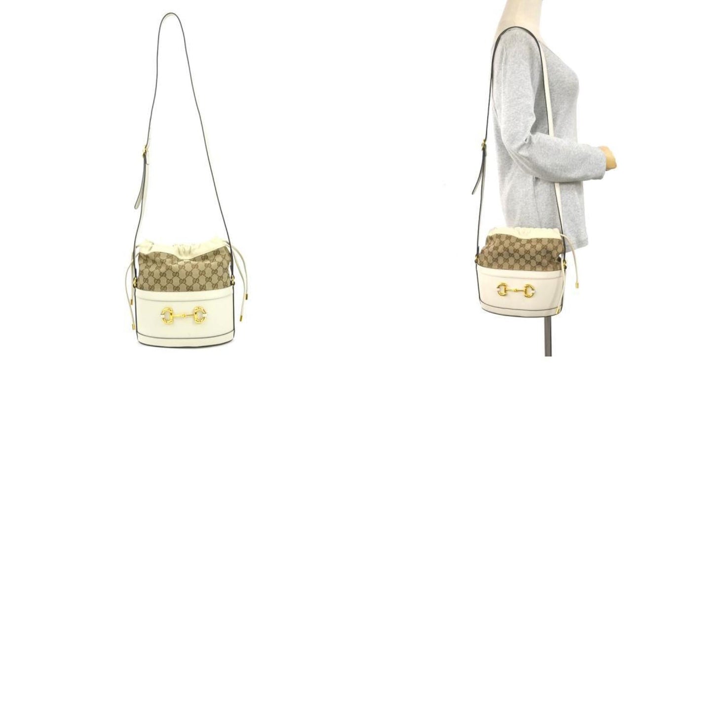 Gucci Ivory Gg Canvas Leather Shoulder Bag ( )