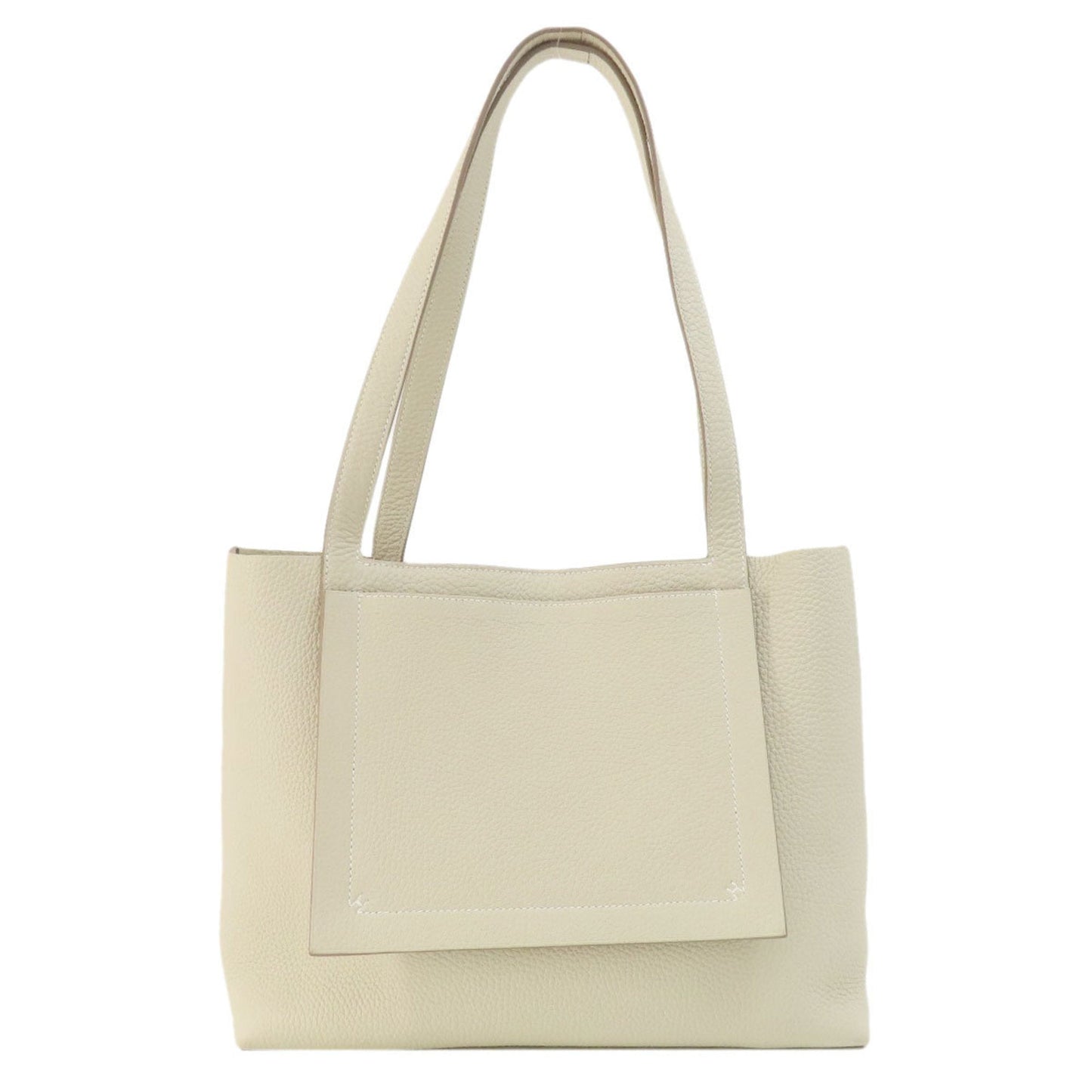 Hermes White Taurillon Clemence Leather Tote Bag ( )