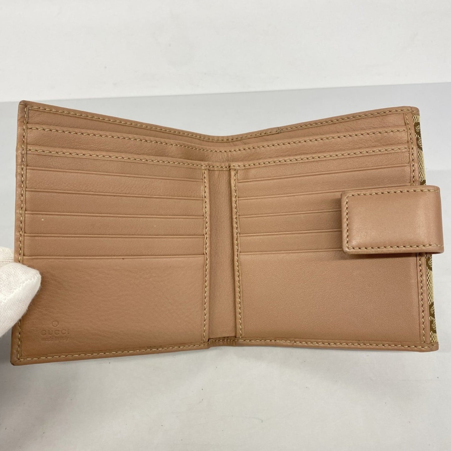 Gucci Beige Brown Pink Beige Canvas Wallet (Bi-Fold) ( )