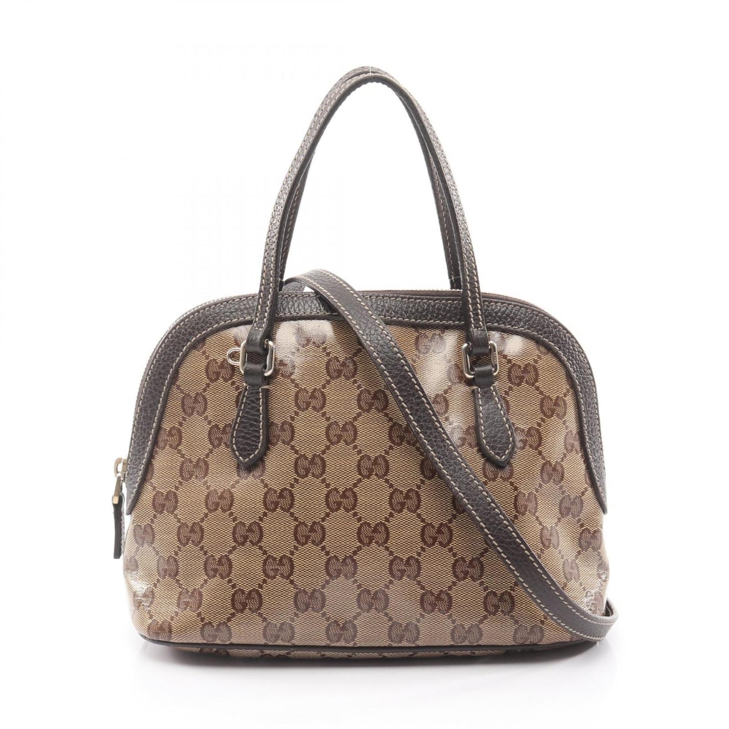 Gucci Beige Brown Pvc Leather Handbag ( )