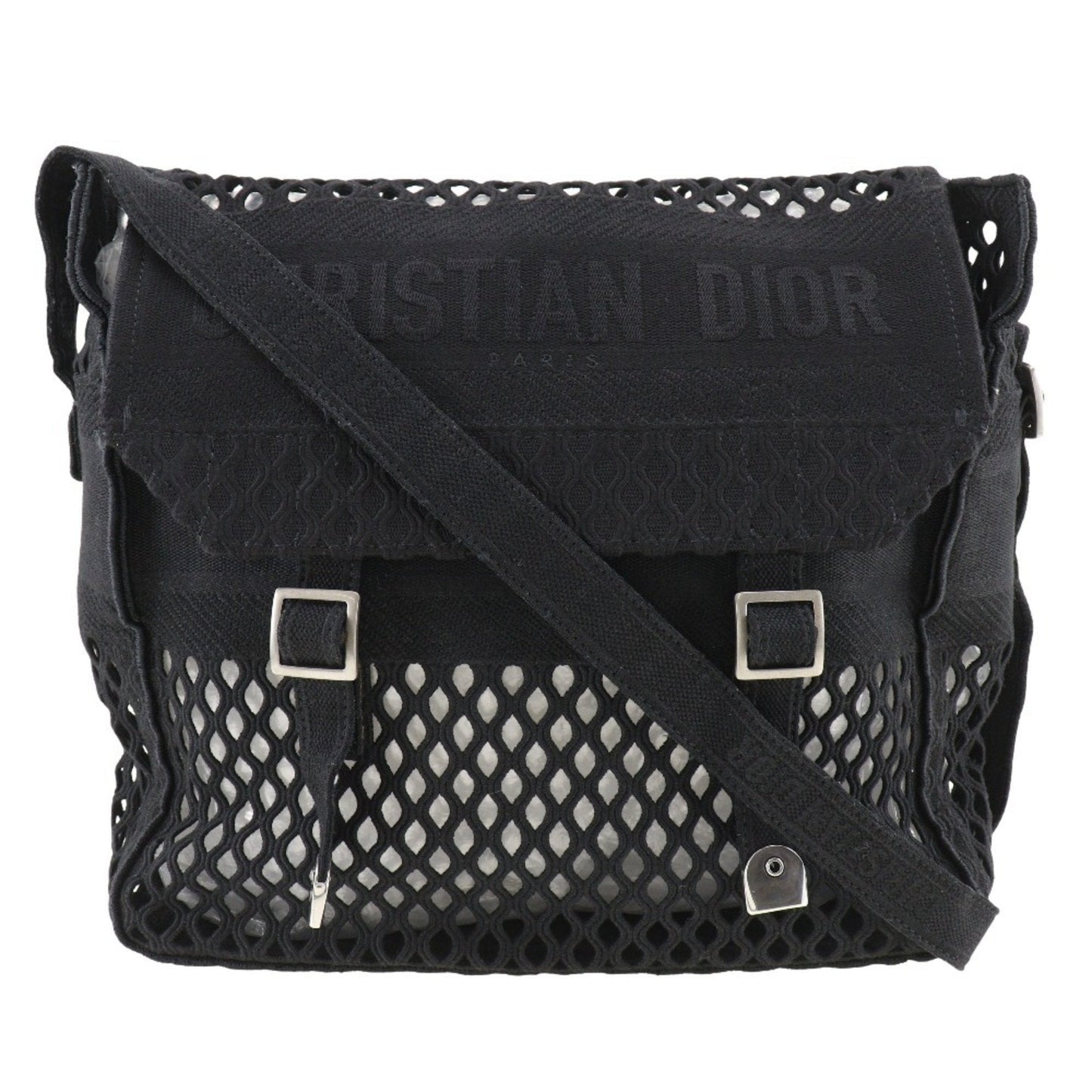 Christian Dior Black Mesh Messenger Bag Shoulder Bag ()