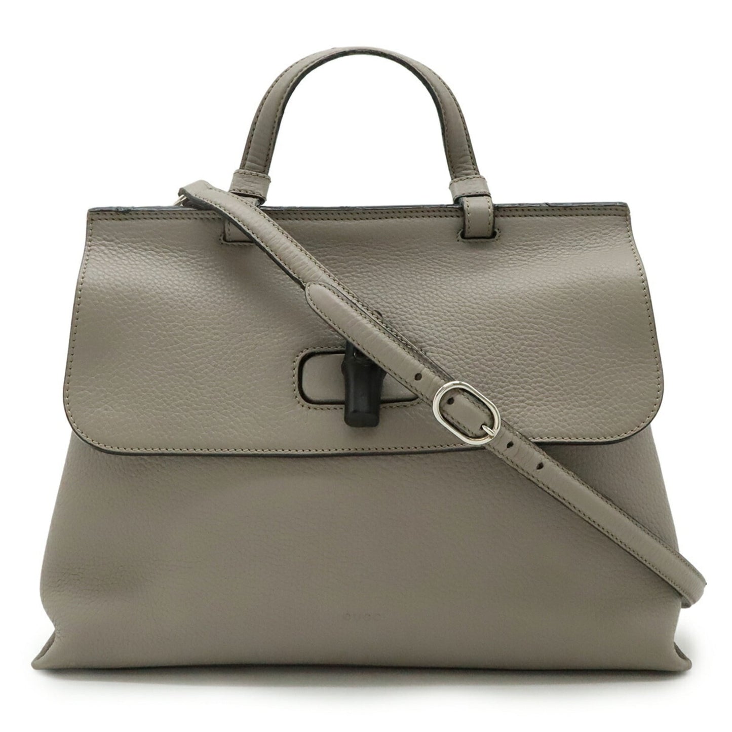 Gucci Gray Bamboo Leather Handbag Shoulder Bag ( )
