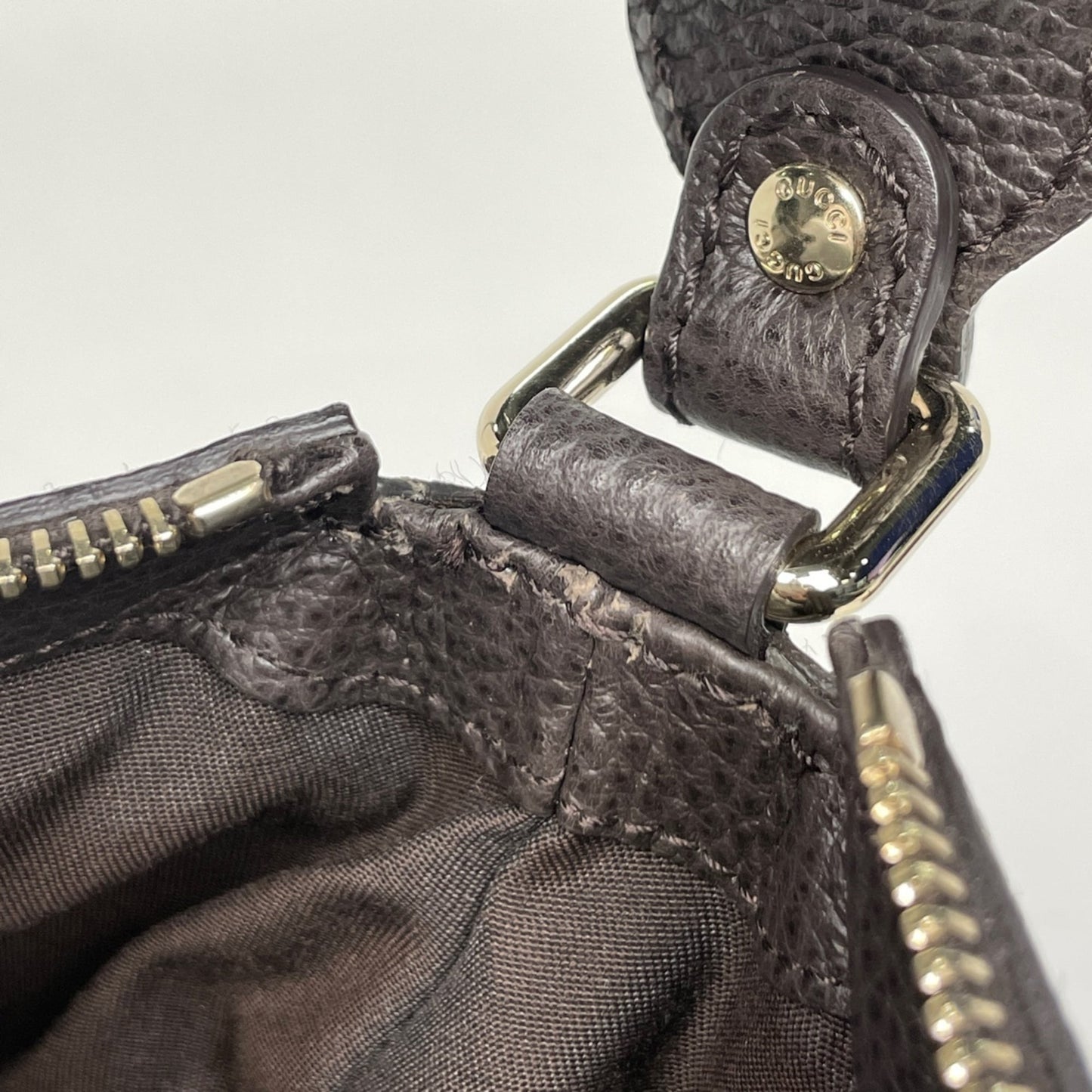 Gucci Beige Brown Gg Canvas Leather Shoulder Bag ( )