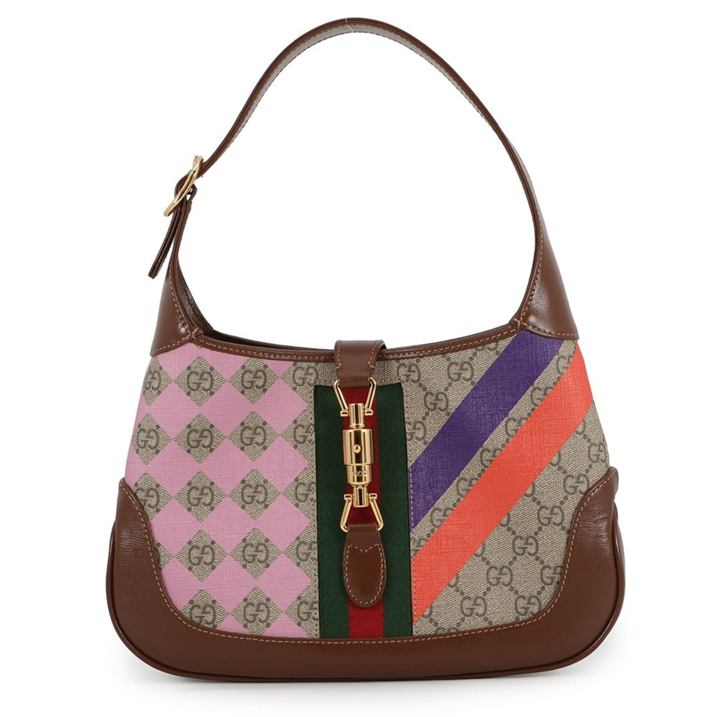 Gucci Beige Brown Multi-Color Gg Supreme Leather Shoulder Bag ( )