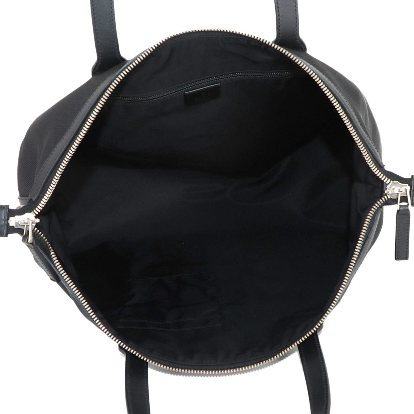 Gucci Black Nylon Canvas Leather Shoulder Bag Tote Bag ( )