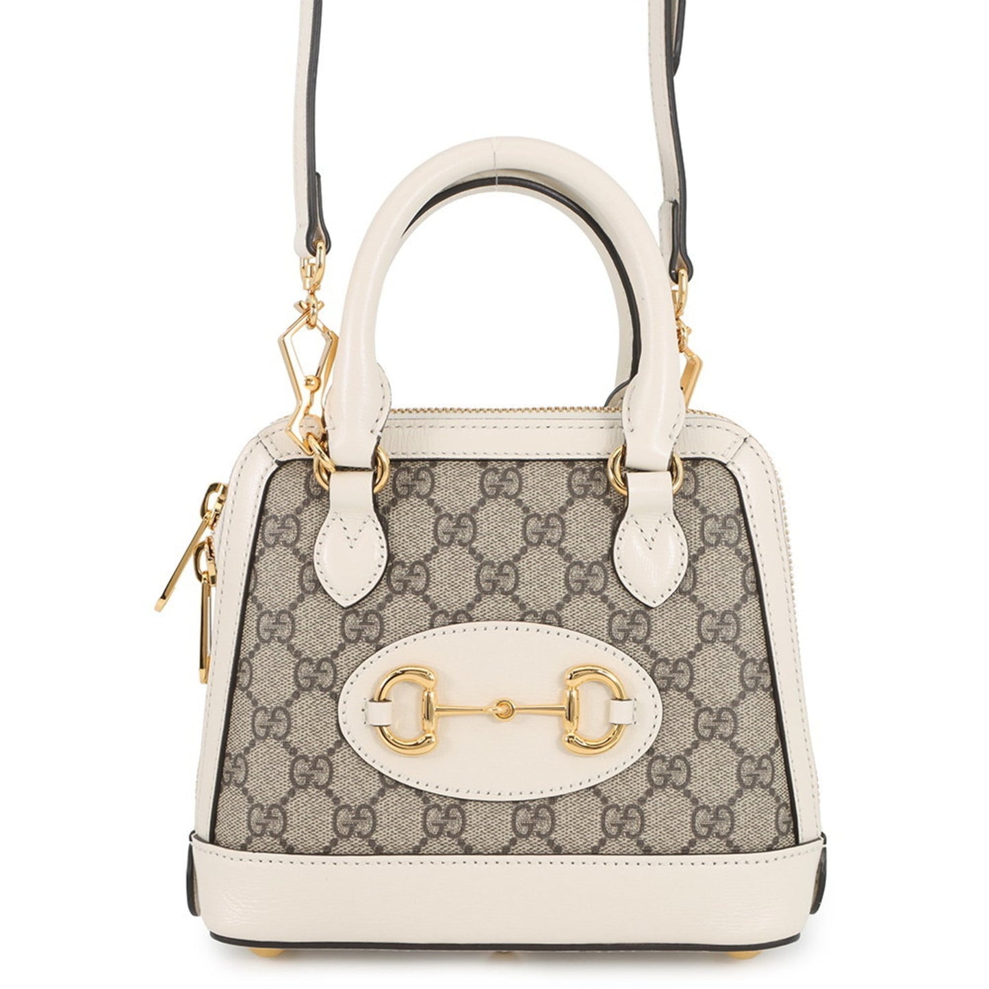Gucci Horsebit Beige Ivory Gg Supreme Leather Handbag Shoulder Bag ( )