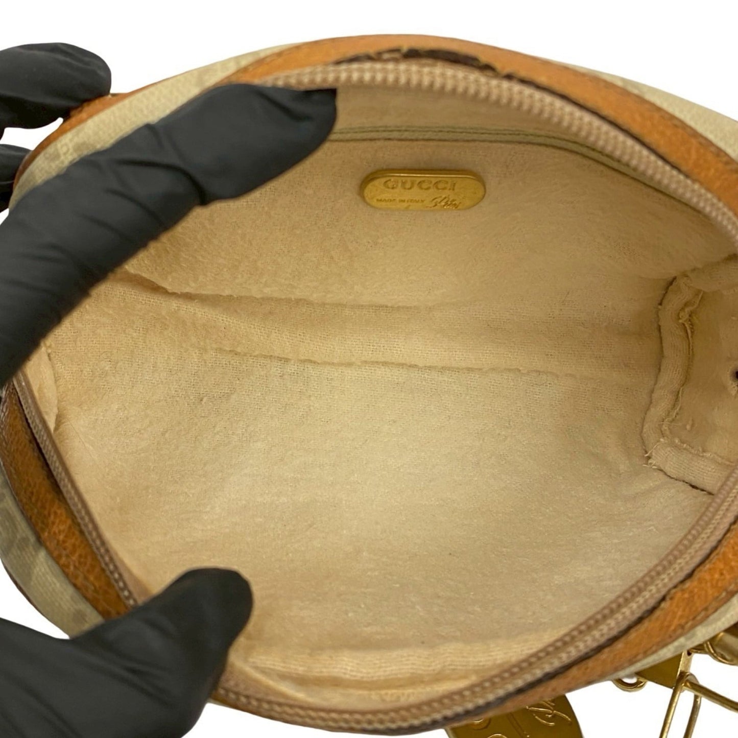 Gucci Beige Brown Leather Pvc Pochette Shoulder Bag ( )