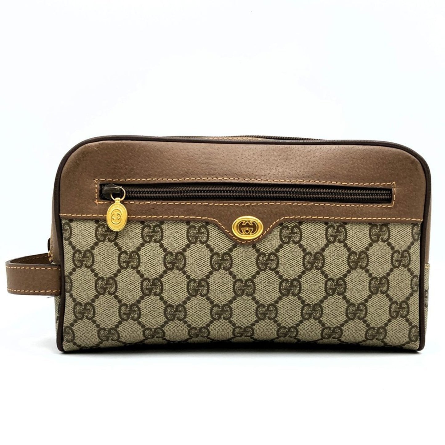 Gucci Brown Gg Supreme Pvc Pouch ( )