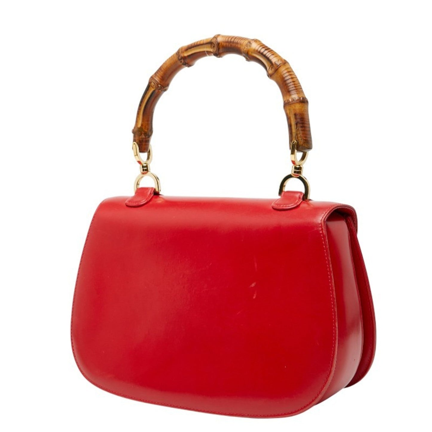 Gucci Bamboo Red Color Leather Handbag Shoulder Bag ( )
