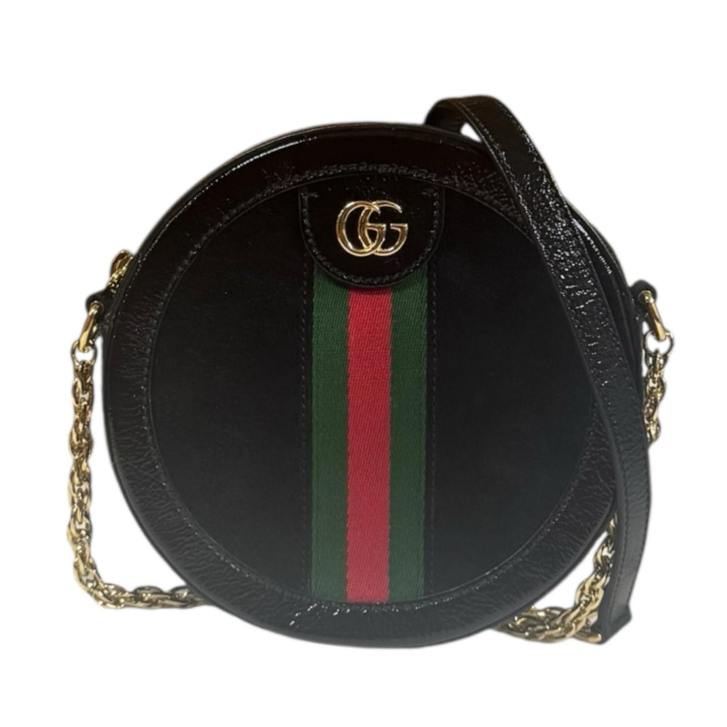 Gucci Black Patent Leather Suede Shoulder Bag ( )