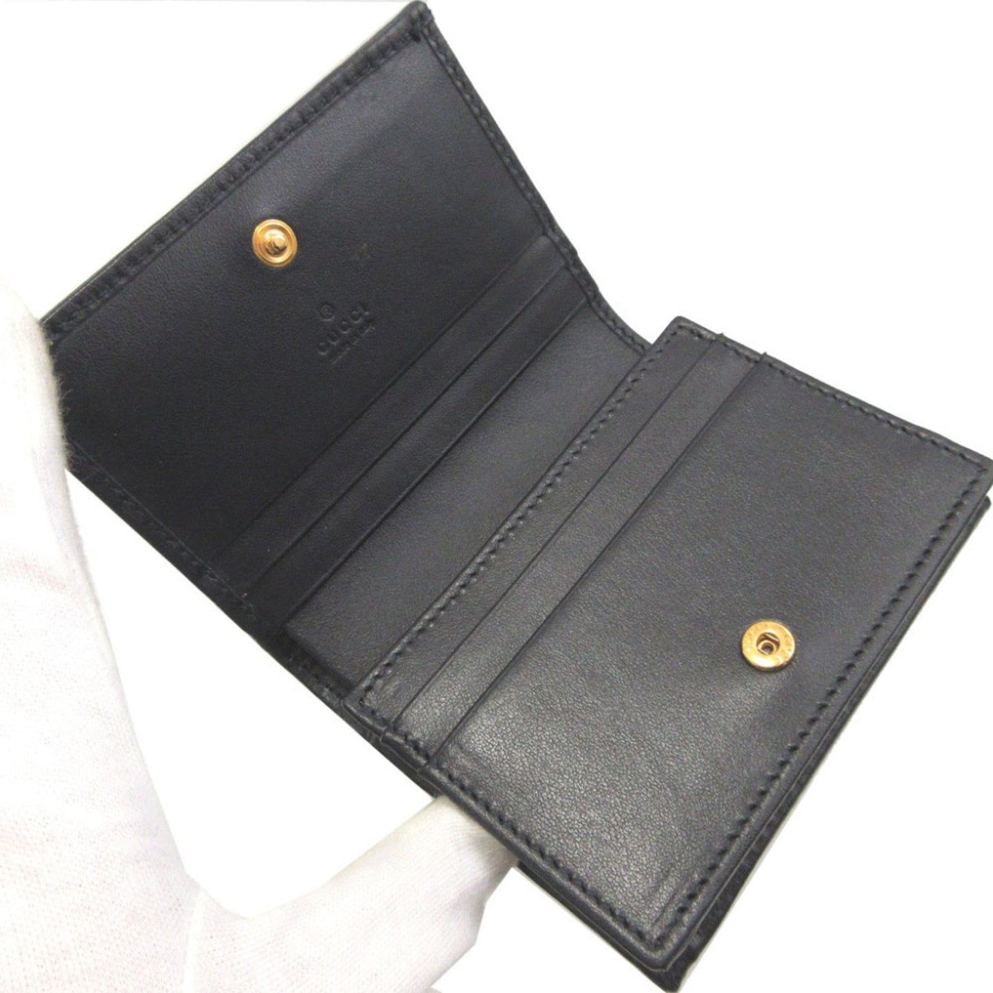 Gucci Beige Black Canvas Leather Wallet (Bi-Fold) ( )