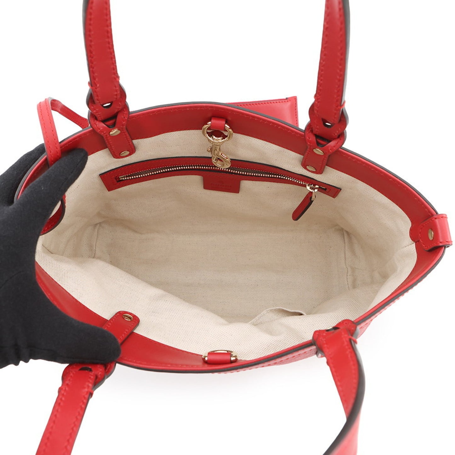 Gucci Red Color Leather Pouch Tote Bag ( )