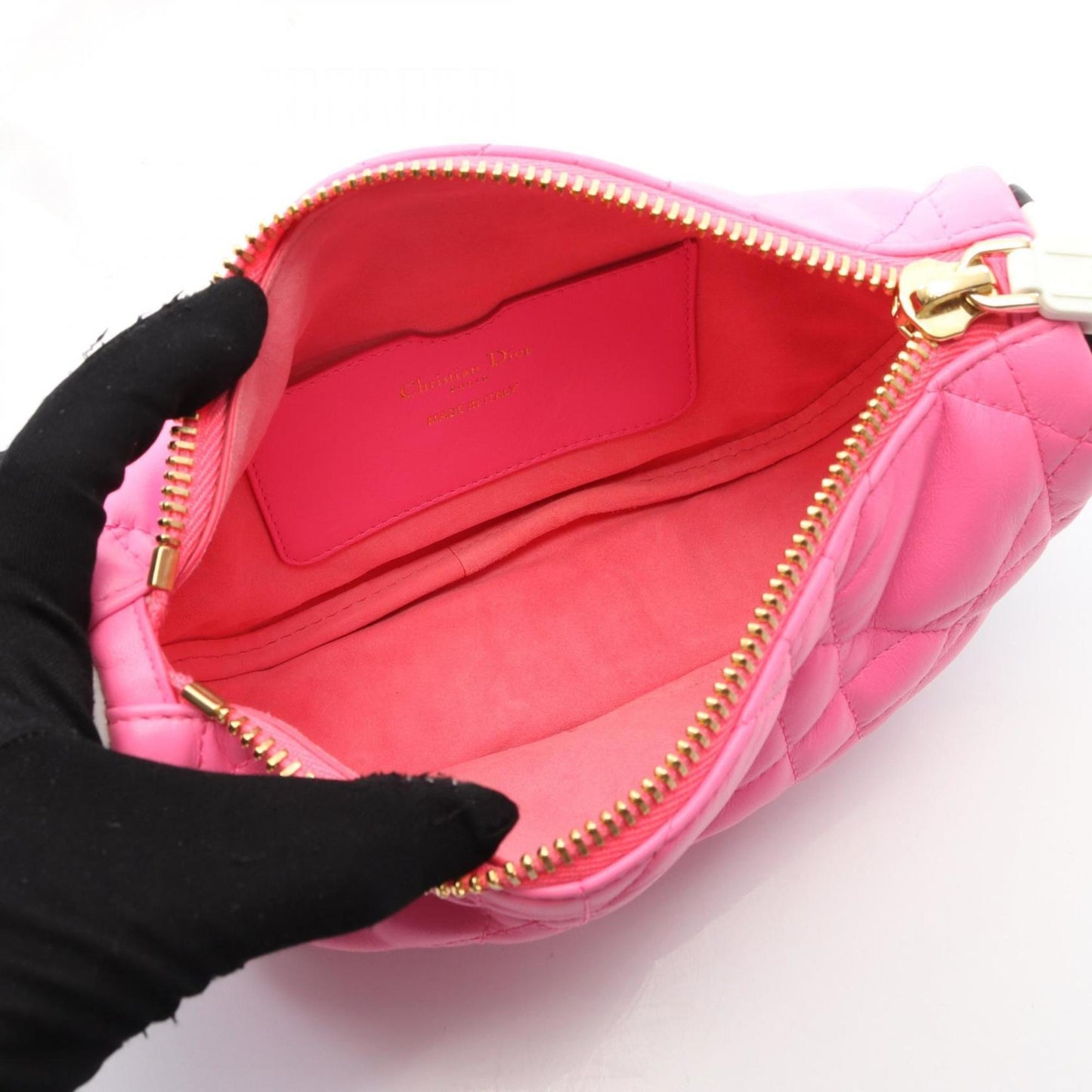 Christian Dior Black Pink White Leather Shoulder Bag ()